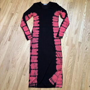 Electric & Rose Black and Pink Tie-Dye Midi Dress